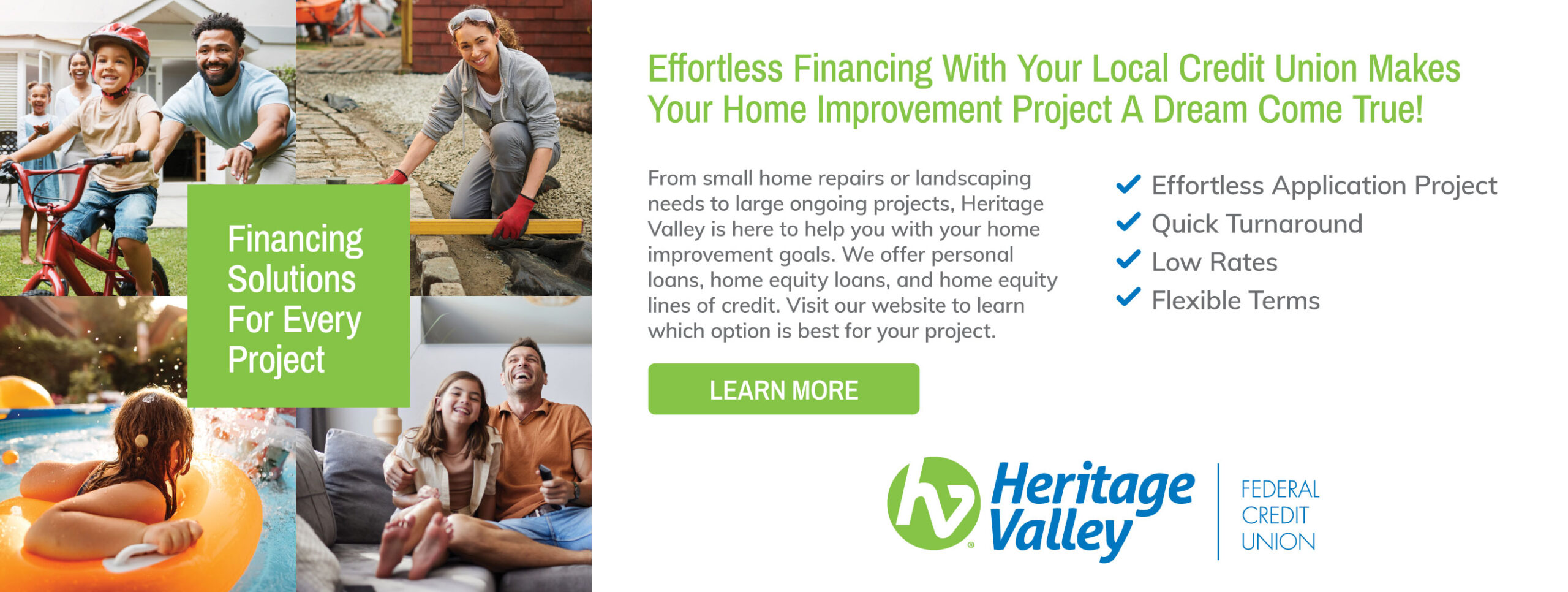 We Finance. Partnered with Heritage Valley Federal Credit Union